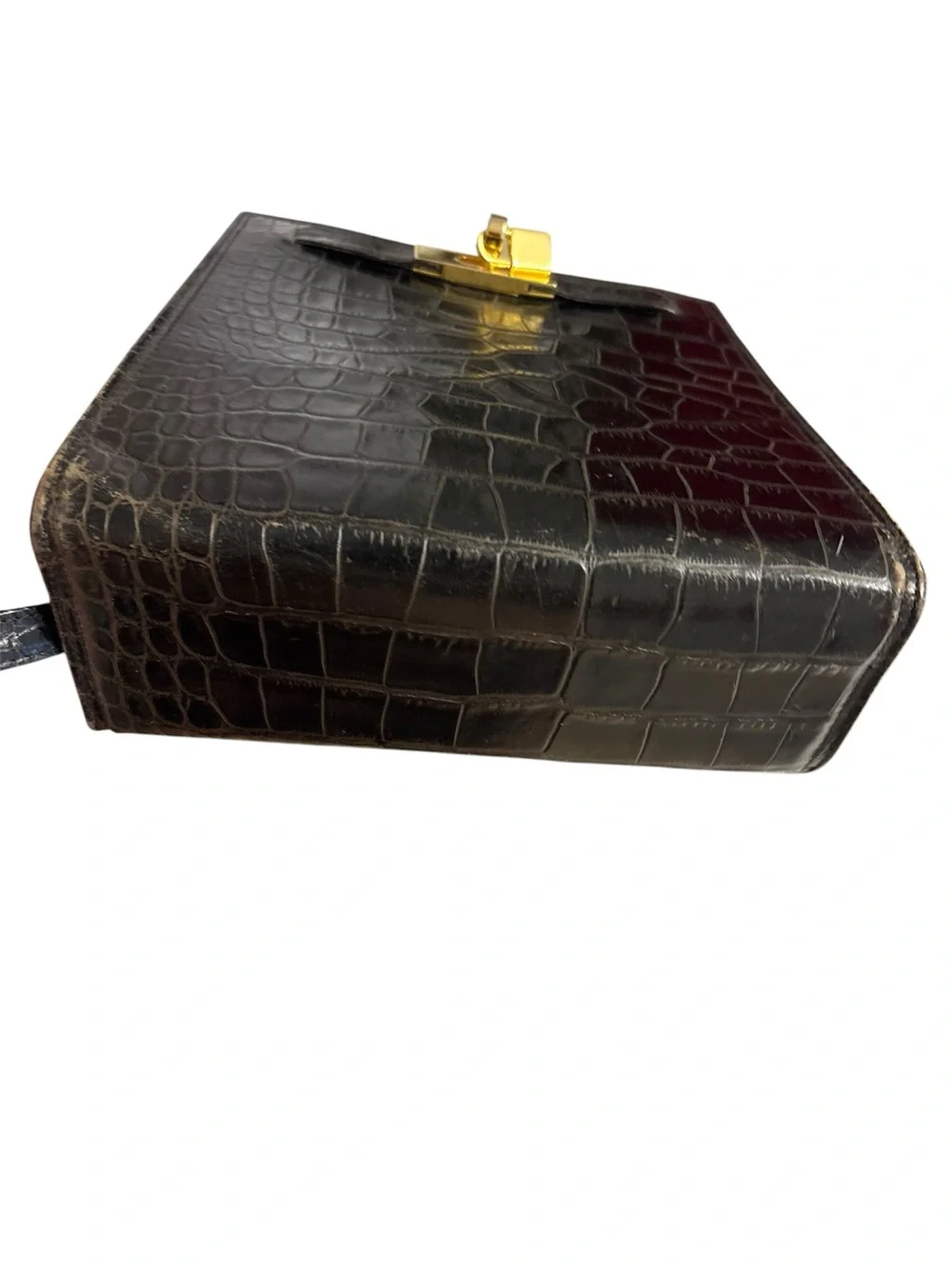 Vintage Maraolo Genuine Leather Crocodile-Embossed Shoulder Bag